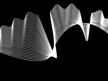 Abstract vector wave on  black background. Stylish dynamic movement of lines.