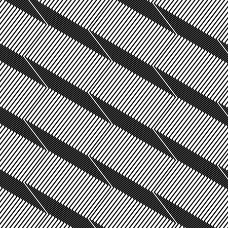 Abstract black and white striped background. Geometric pattern with visual distortion effect. Optical illusion. Op art.のイラスト素材