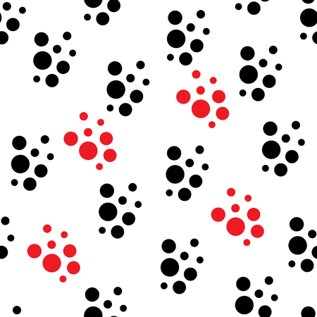 Seamless pattern in black and red dot. Geometric background with splashes. Vector spotted texture.のイラスト素材