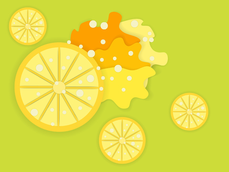 Orange (or lemon).Abstract bright background with paper cut citrus. Trendy vector illustration.のイラスト素材