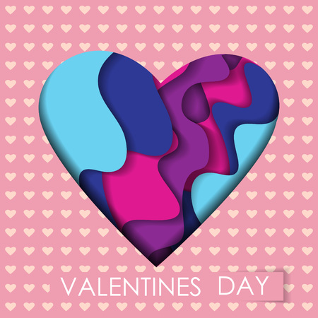Vector greeting card with paper cut heart. Romantic background for Valentine's Day and wedding invitations.のイラスト素材