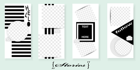 Set of trendy templates for social media stories. Vector background for social networks. Abstract minimal design.のイラスト素材