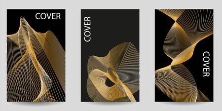 Abstract minimal geometric backgrounds set. Geometric pattern with wavy abstract shapes. For printing on covers, banners, sales, flyers. Modern design. Vector. EPS10のイラスト素材