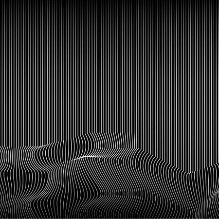 Wavy background of lines. Monochrome dynamic surface with effect of optical illusion. Vector.