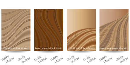 Abstract minimal geometric backgrounds set.Elegant flowing shapes with gradient texture in brown and beige colors. For printing on covers, banners, sales, flyers. Modern design. Vector. EPS10のイラスト素材