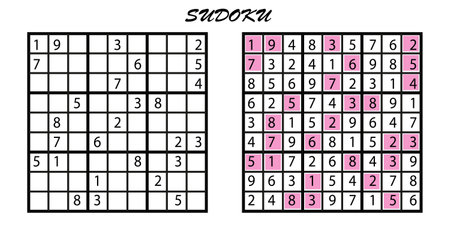 Sudoku is a number puzzle. Vector logic game with answers.のイラスト素材