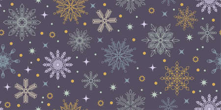 Seamless pattern with snowflakes for decoration of Christmas and New Year projects. Winter background for textiles, festive packaging, wallpaper.のイラスト素材