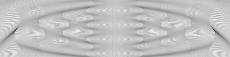 Wavy background of lines. Monochrome dynamic surface with effect of optical illusion. Vector.のイラスト素材