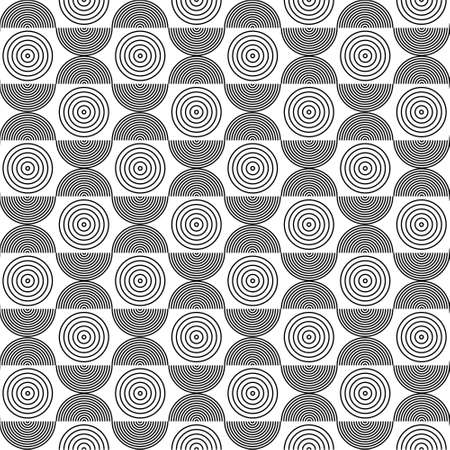 Black and white pattern with optical effect. Seamless monochrome geometric background. For textile, cover, wallpaper, gift packaging, printing, scrapbooking.のイラスト素材