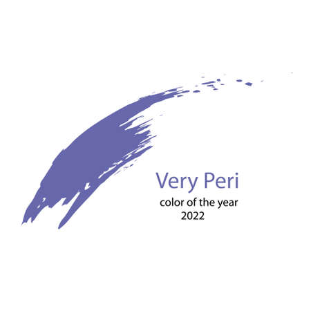 Very Peri - color of the Year 2022. Brush stroke in trendy lavender shade. Vector illustration for flyers, posters, presentations, invitations, covers. Isolated on white background.のイラスト素材