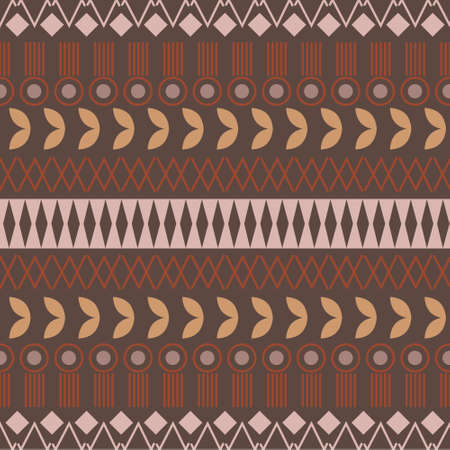Ethnic seamless background with geometric pattern. Colorful background in traditional tribal folk style. Design for textile, cover, wallpaper, gift packaging, printing.のイラスト素材