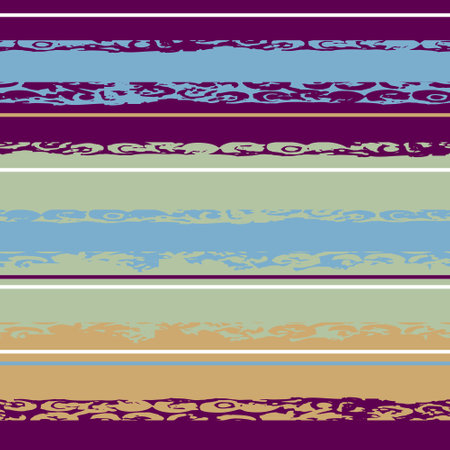 Hand-drawn seamless geometric pattern with colorful grunge texture. Multi-colored striped background. Vector background for printing on fabric, gift wrapping, covers, wallpapers.のイラスト素材