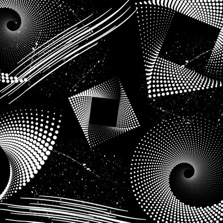 Abstract halftone pattern with spirals and grunge texture. Vector halftone dots background for design banners, posters, business projects, pop art texture, covers.のイラスト素材
