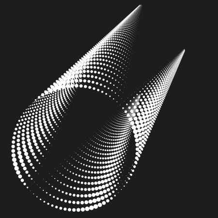 Abstract halftone cone shaped object. Vector halftone dots background for design banners, posters, business projects, pop art texture, covers. geometric black and white textureのイラスト素材