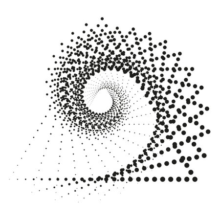 Abstract halftone spiral. Vector halftone dots background for design banners, posters, business projects, pop art texture, covers. geometric black and white textureのイラスト素材