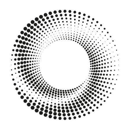 Abstract halftone spiral. Vector halftone dots background for design banners, posters, business projects, pop art texture, covers. geometric black and white textureのイラスト素材
