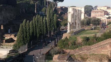 View of the Roman Forum, from the Roman Coliseumの写真素材