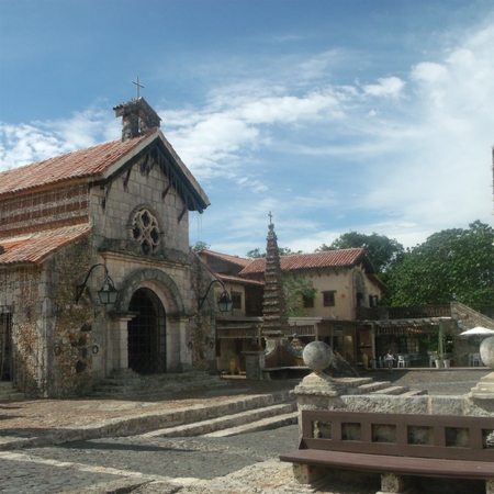 side view of Chapel of Alto de Chavon, Dominican Republicの写真素材