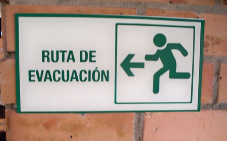 sign Evacuation routeの写真素材