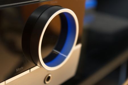 rear panel of amplifier and volume knob の写真素材