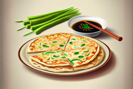 Chinese Scallion Pancakes Foodの写真素材