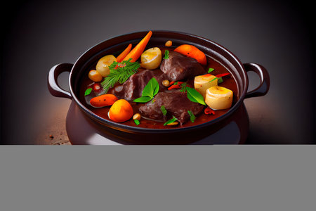 Super healthy Beef meat stewed with potatoes and mixed vegetables food Ai generated image