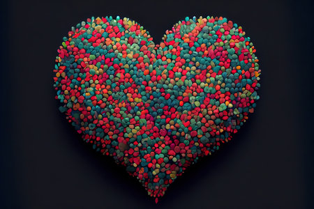 Happy valentines Large heart made from small hearts Ai generated imageの写真素材