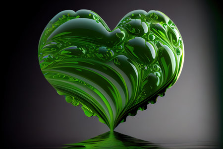 Bright green heart illustration Ai generated imageの写真素材
