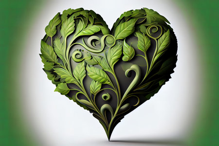 Bright green heart illustration Ai generated imageの写真素材