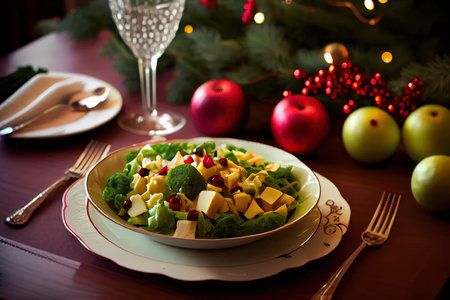 Delicious Homemade Salad with Apples Ai generated imageの写真素材