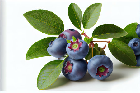 natural ripe bilberries on white Ai generated imageの写真素材