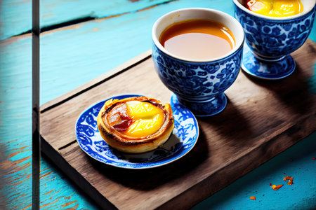 Healthy Pastel de Nata Fresh baked Portuguese Ai generated imageの写真素材