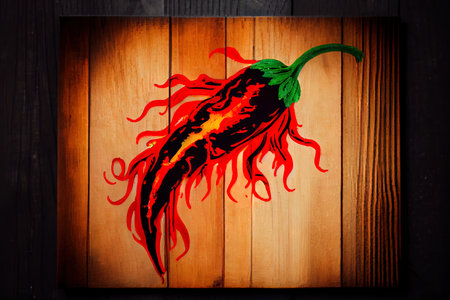High quality Red Hot Chili Peppers on wooden Ai generative