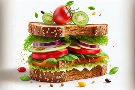 Eatable Appetizing fresh healthy sandwich Ai generativeの写真素材