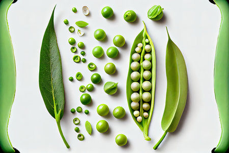 Special Garden green peas pods on white background Ai generative