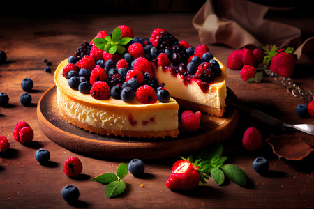 Special Homemade cheesecake with fresh Ai generativeの写真素材