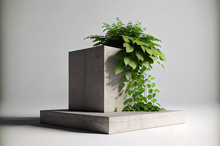 Special Concrete empty podium and green Ai generativeの写真素材