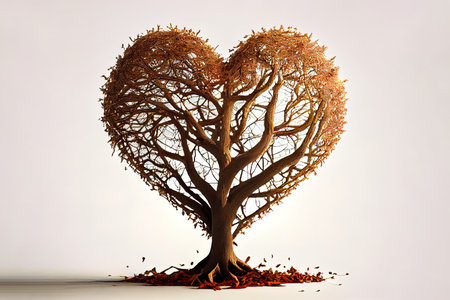 Wonderful Heart symbol on the tree Ai generativeの写真素材