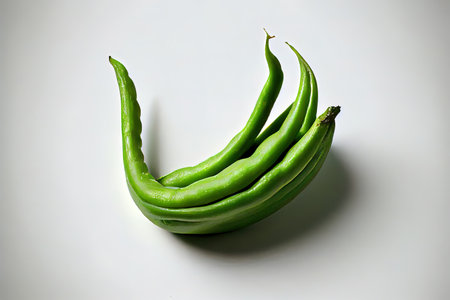 Useful One natural Green Beans with white background Ai generativeの素材