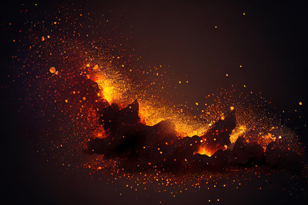 Multicolored flame. glowing light particles background Ai generativeの素材