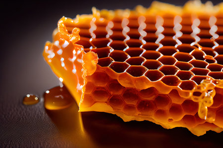 Juicy honeycomb macro shot isolated on white background Ai generativeの素材