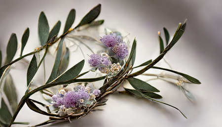 Purple flower bouquet, floral drawing vector set. Generative Aiの素材