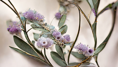 Surprising Lavender flowers and eucalyptus branches isolated on white, Floral wreath. Generative Aiの素材