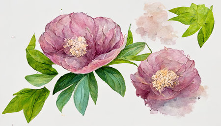 Eucalyptus bouquet realistic set with leaves and flowers isolated. Generative Aiの素材