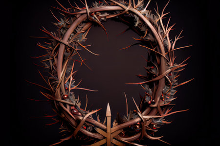 Flat lay crown of thorns still life Ai generativeの素材