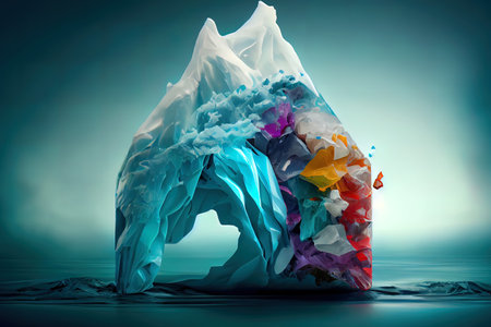 Abstract Background Textures. Cropped Shot Of Plastic Bag Over Blue Background. Generative Aiの素材