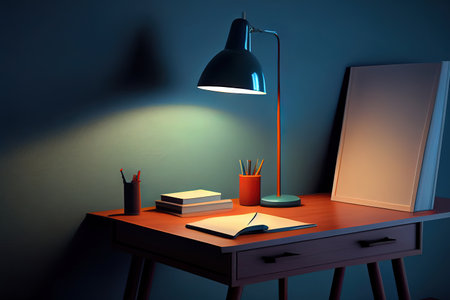 Surprising Desk of free space and lamp, nice color, realistic. Generative Aiの素材
