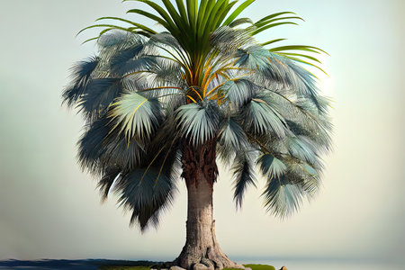 Palm tree isolated on white background, 3d illustration, cg render. Generative Aiの素材