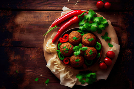Falafel, hummus and pita. middle eastern or arabic dishe. Generative Aiの素材