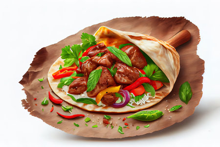 A delicious arabic cuisine mandi rice served with lamb meat. Generative Aiの素材